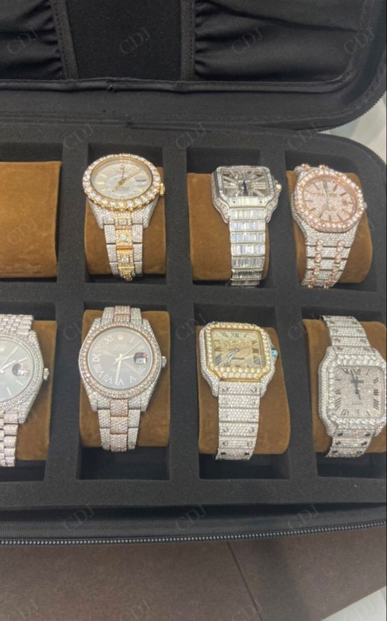 36MM Fully Iced Out Red Roman Numerical Hip Hop Moissanite Combo Watch customdiamjewel