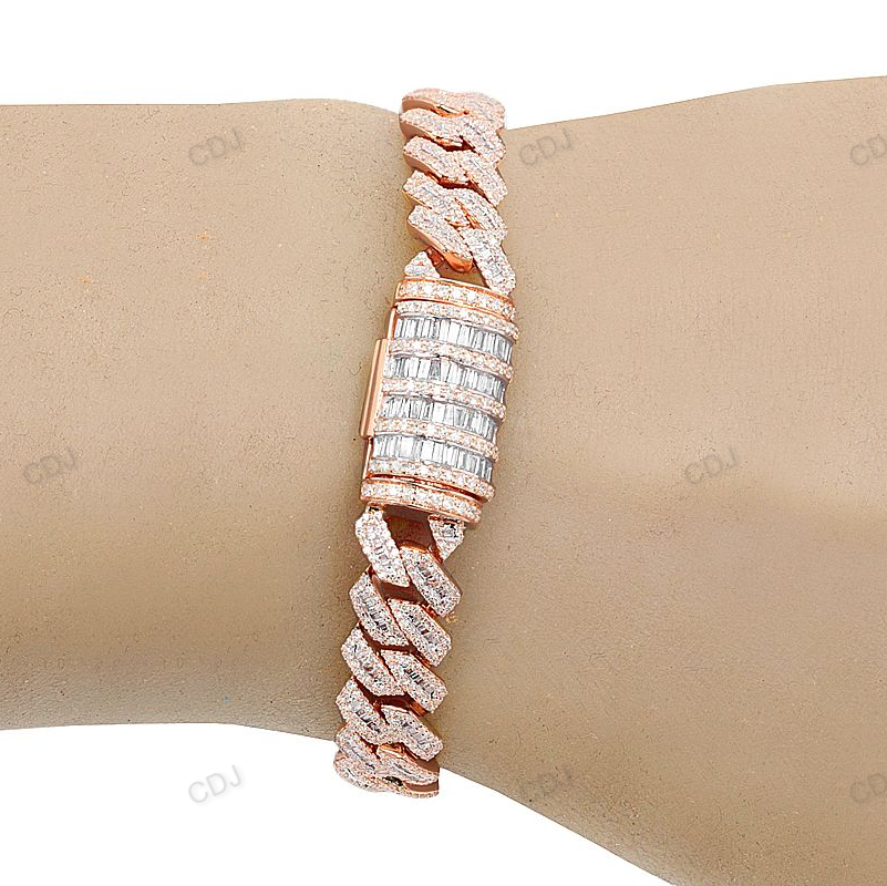 Baguatte Cut Moissanite High Quality Link Bracelet hip hop jewelry customdiamjewel