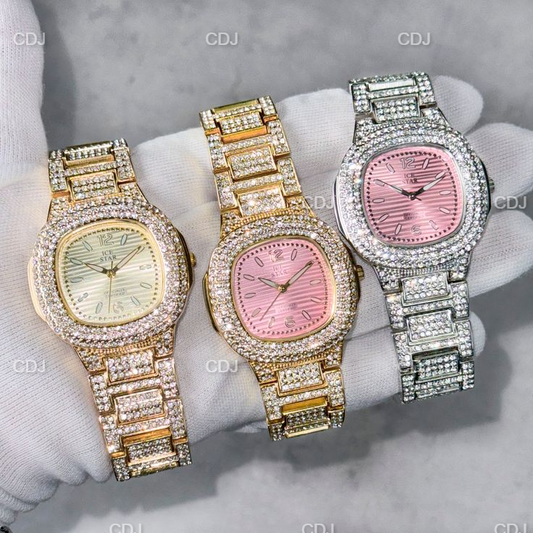 Iced Out Round Diamond Hip Hop Wrist Watch customdiamjewel