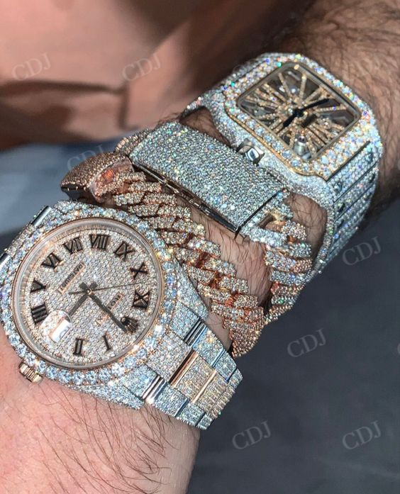 Custom Bling Men's Fashion Hip Hop Moissanite AP Watch customdiamjewel