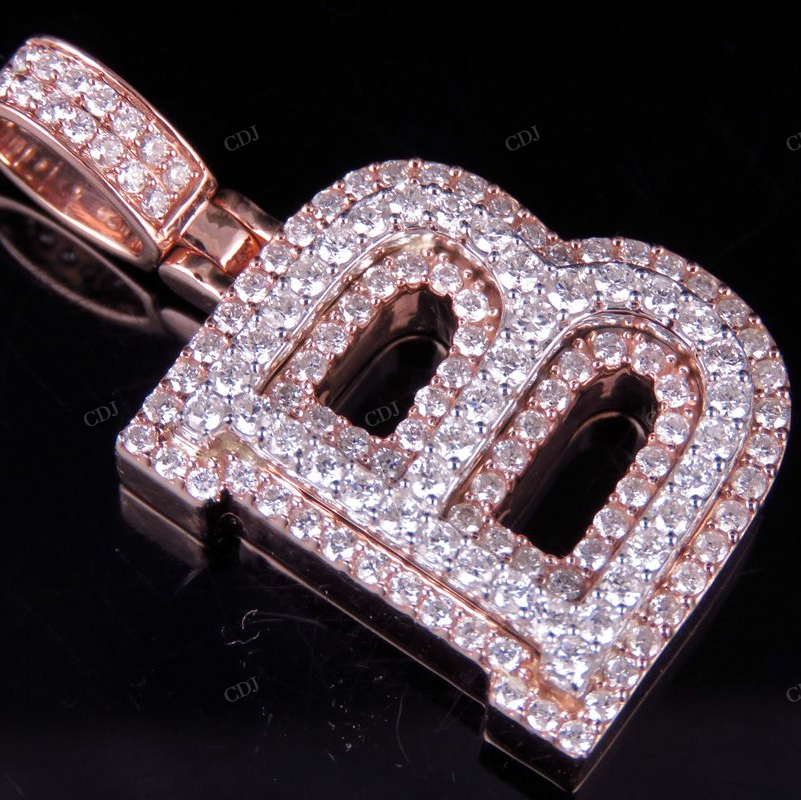 1.5" 1.8 CTW 14K Gold Natural Diamond Initial B Letter Pendant CustomDiamJewel
