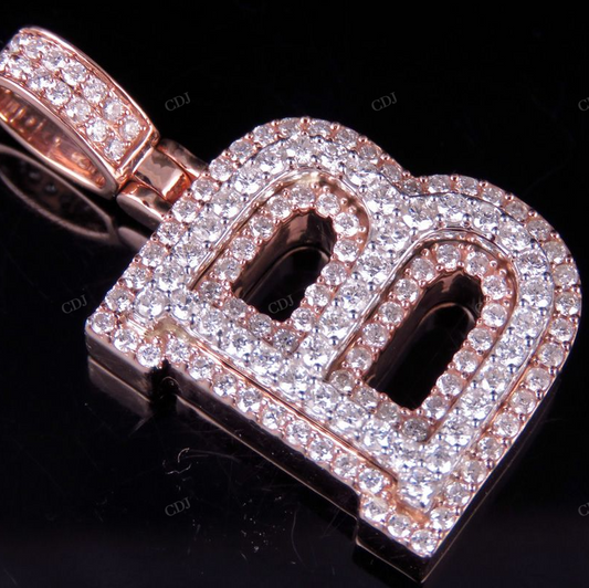 1.5" 1.8 CTW 14K Gold Natural Diamond Initial B Letter Pendant CustomDiamJewel
