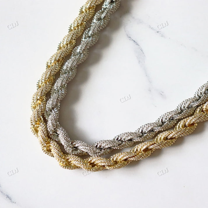 8MM Thick Iced Out Diamond Rope Chain hip hop jewelry CustomDiamJewel