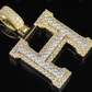 1.5" 1.6 CTW 14K Two Tone Gold Initial Diamond 'H' Letter Pendant CustomDiamJewel