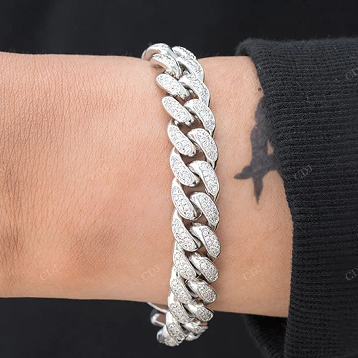 Full Ice Out Yellow Gold Plated Hip Hop Style Moissanite Cuban Link Bracelet hip hop jewelry CustomDiamJewel