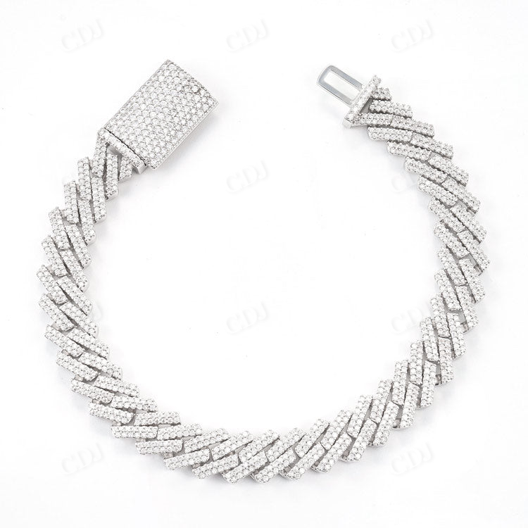 5.0CTW White Gold Diamond Cuban Link Bracelet hip hop jewelry customdiamjewel   