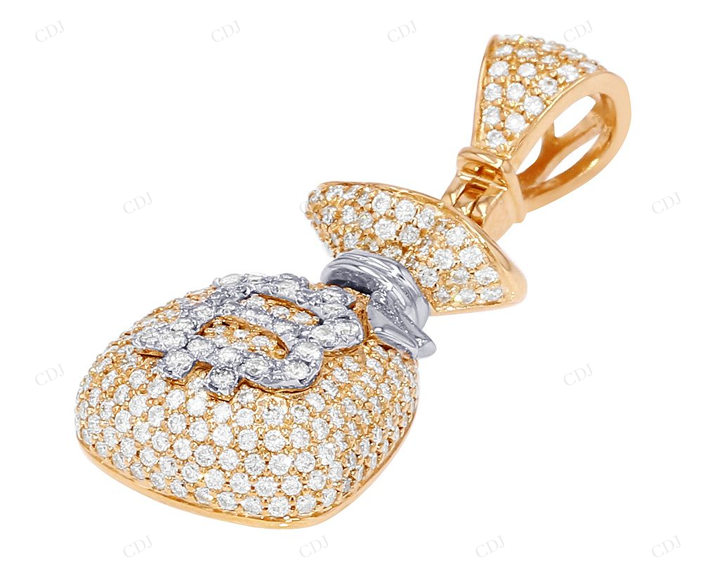 Sterling Silver 1.3 CTW Moissanite Money Bag Pendant CustomDiamJewel