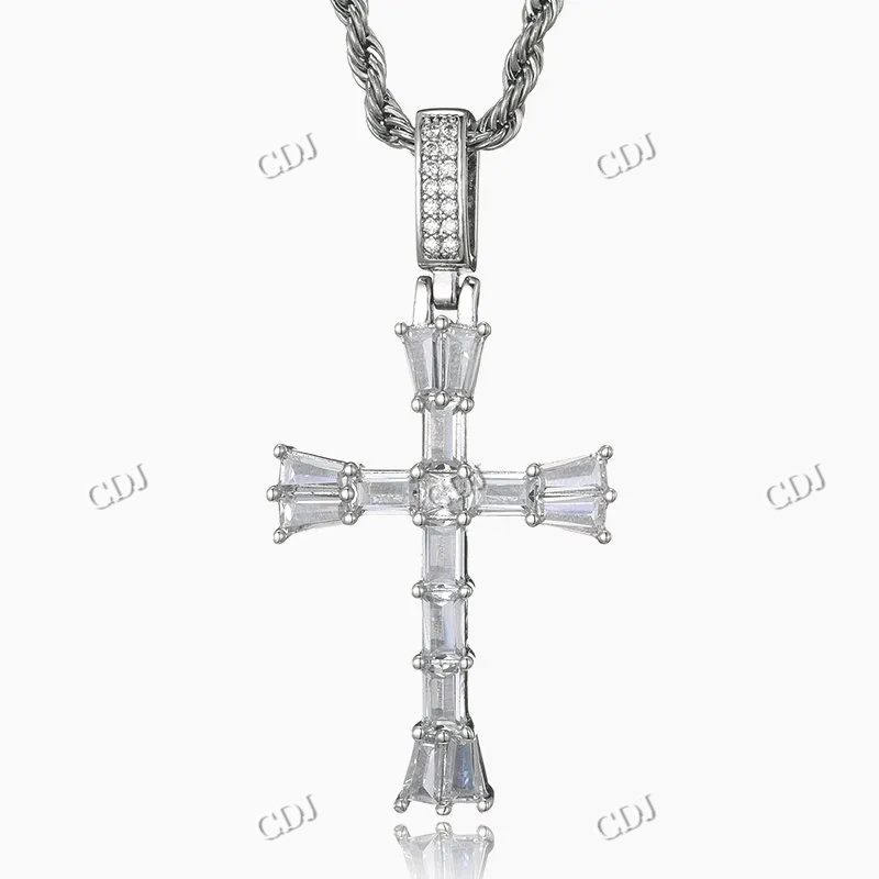 Premium Baguette Cut Cross Design Diamond Hip Hop Pendant hip hop jewelry CustomDiamJewel