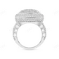 14k White Gold Square Top & Cuban Band Diamond Hip Hop Ring hip hop jewelry CustomDiamJewel