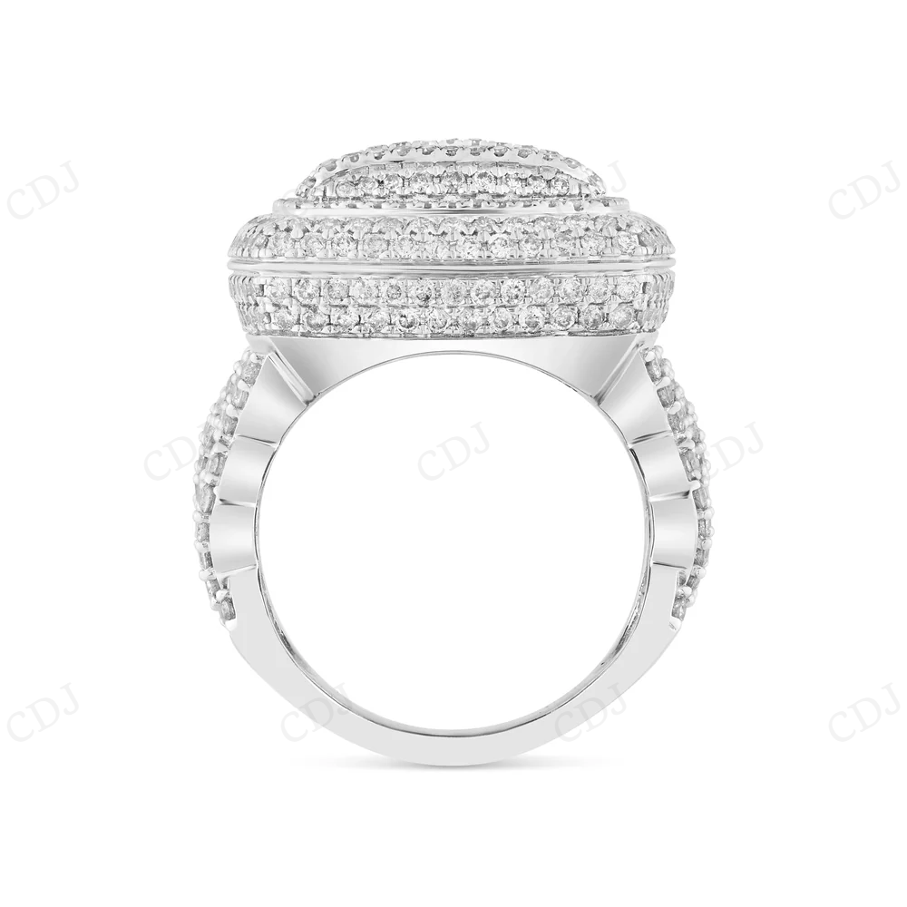 14k White Gold Square Top & Cuban Band Diamond Hip Hop Ring hip hop jewelry CustomDiamJewel