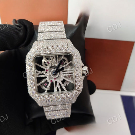 Cartier Skeleton Bling Iced Out Watch customdiamjewel