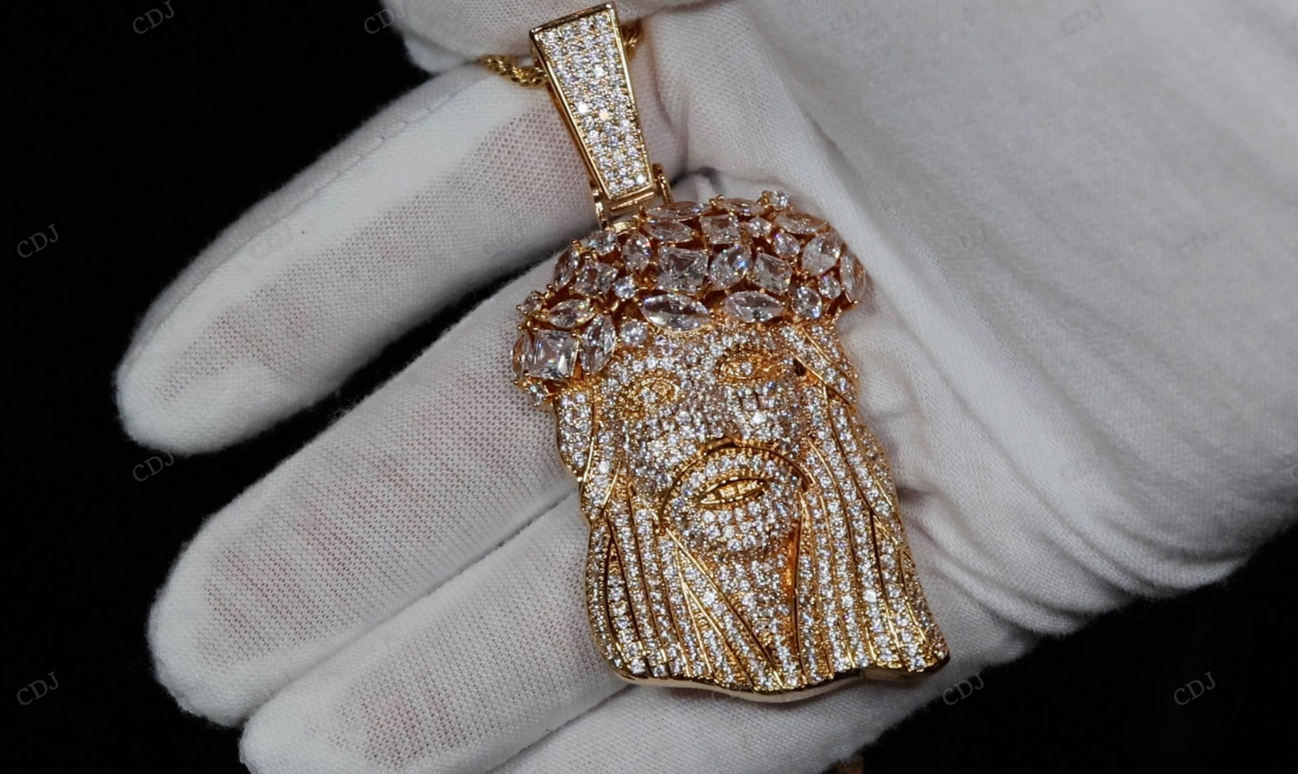 Hip Hop Moissanite Custom Jesus Face Pendant hip hop jewelry CustomDiamJewel