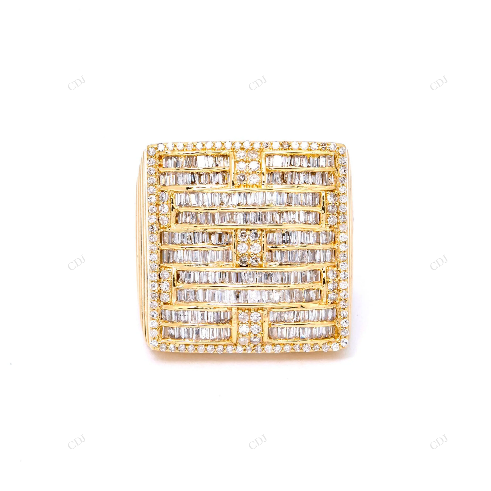 Silver Baguette & Round Diamond Hip Hop Ring hip hop jewelry customdiamjewel