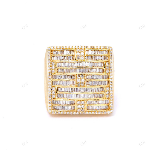 Silver Baguette & Round Diamond Hip Hop Ring hip hop jewelry customdiamjewel