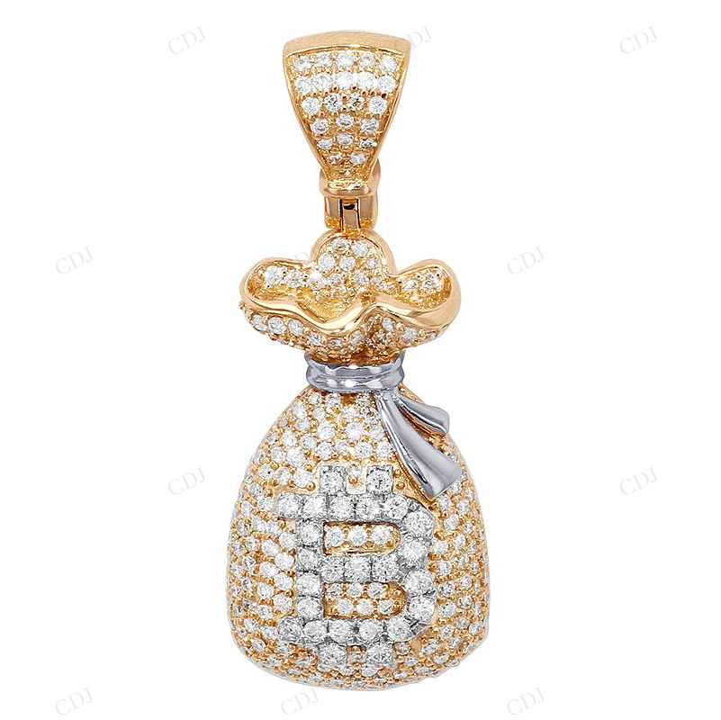 Sterling Silver 1.3 CTW Moissanite Money Bag Pendant CustomDiamJewel
