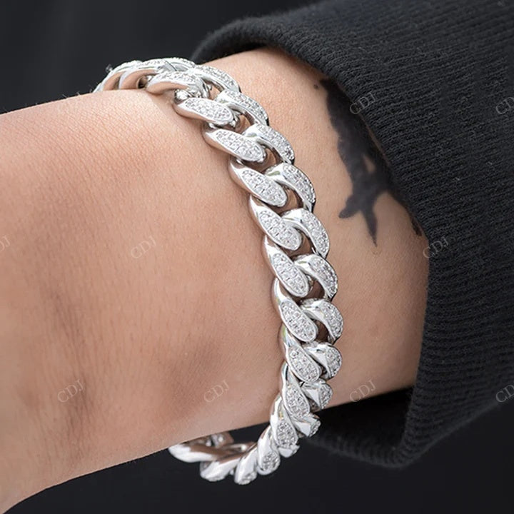 Full Ice Out Yellow Gold Plated Hip Hop Style Moissanite Cuban Link Bracelet hip hop jewelry CustomDiamJewel