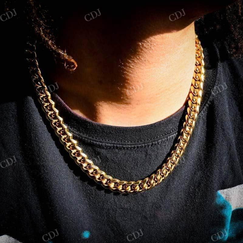 Plain Yellow Gold Plated Hip Hop Cuban Link Chain  customdiamjewel   