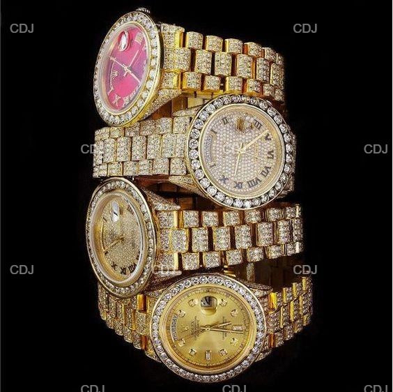 Iced Out Round Diamond Hip Hop Wrist Watch customdiamjewel