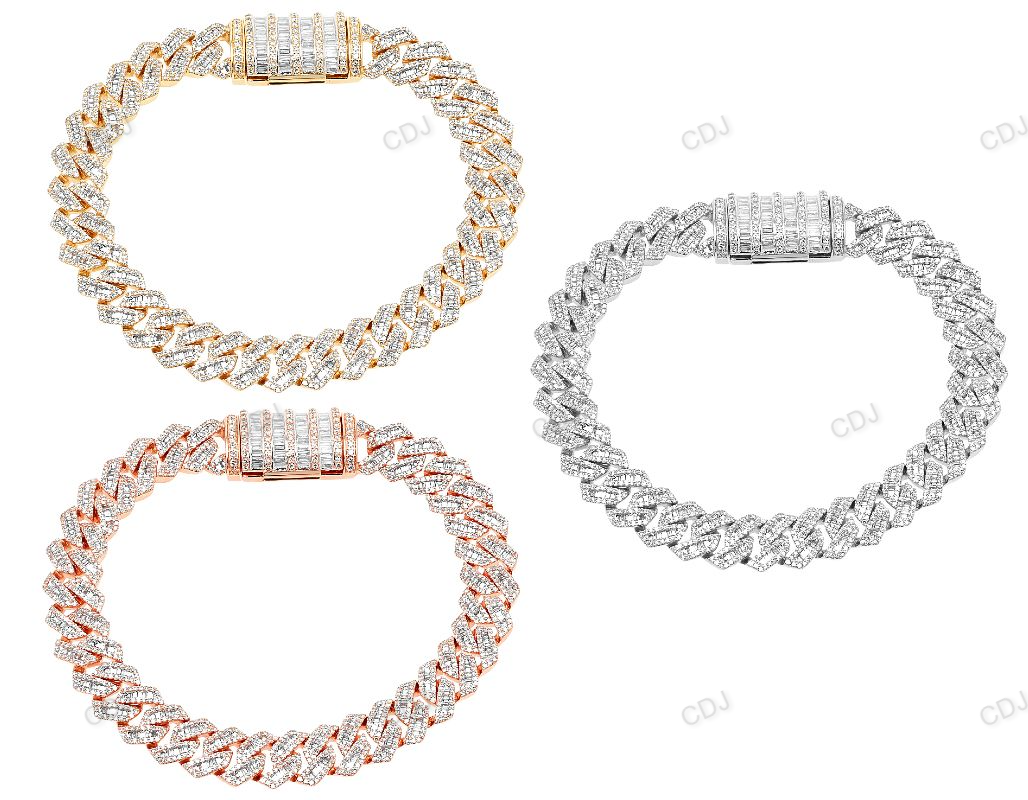 Baguatte Cut Moissanite High Quality Link Bracelet hip hop jewelry customdiamjewel