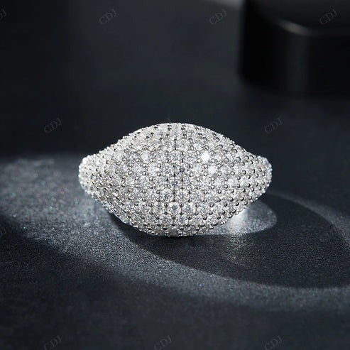 Minimalist 14K White Gold Round Signet Ring For Men's hip hop jewelry CustomDiamJewel