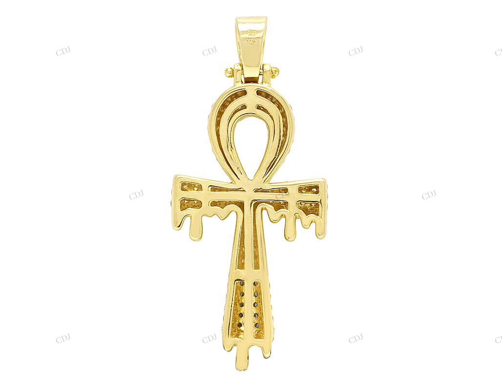 Iced Out Ankh Dripping Cross Pendant hip hop jewelry CustomDiamJewel