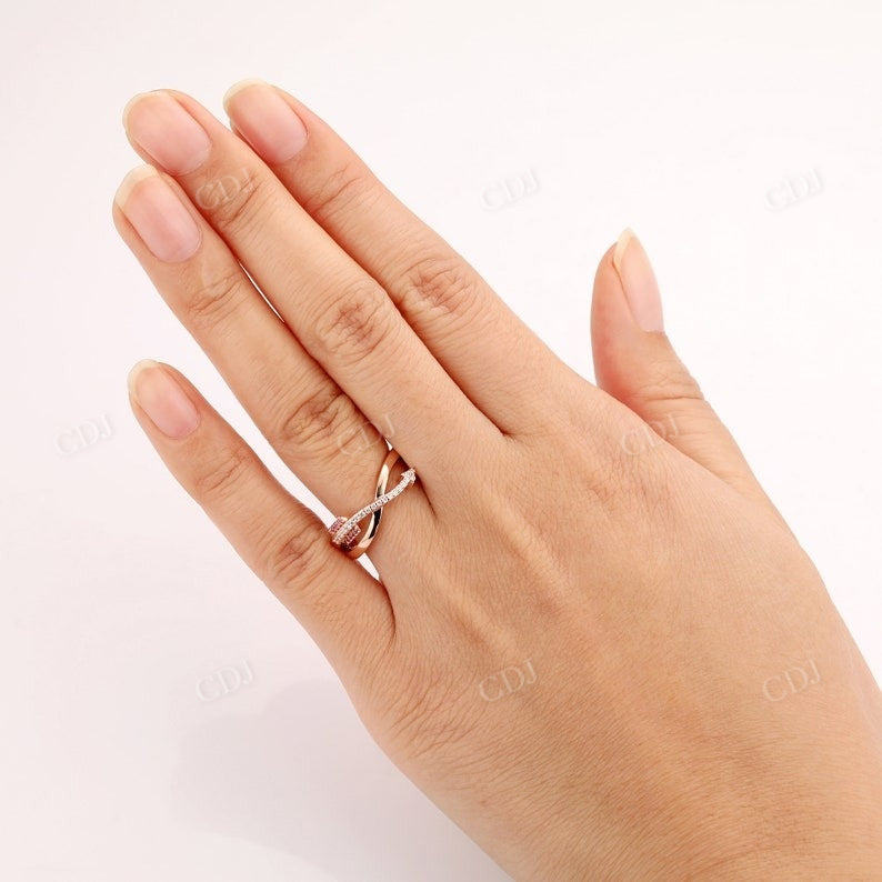 Pink Sapphire Accents Moissanite Wedding Band Wedding Band customdiamjewel   
