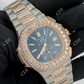 Blue Dial Chrono Set Iced Out Hip Hop Moissanite Patek Philippe Watches customdiamjewel