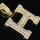 1.5" 1.6 CTW 14K Two Tone Gold Initial Diamond 'H' Letter Pendant CustomDiamJewel