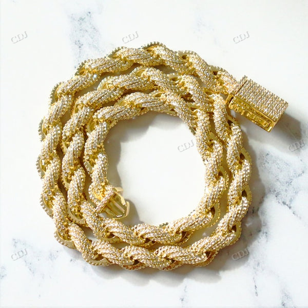 8MM Thick Iced Out Diamond Rope Chain hip hop jewelry CustomDiamJewel