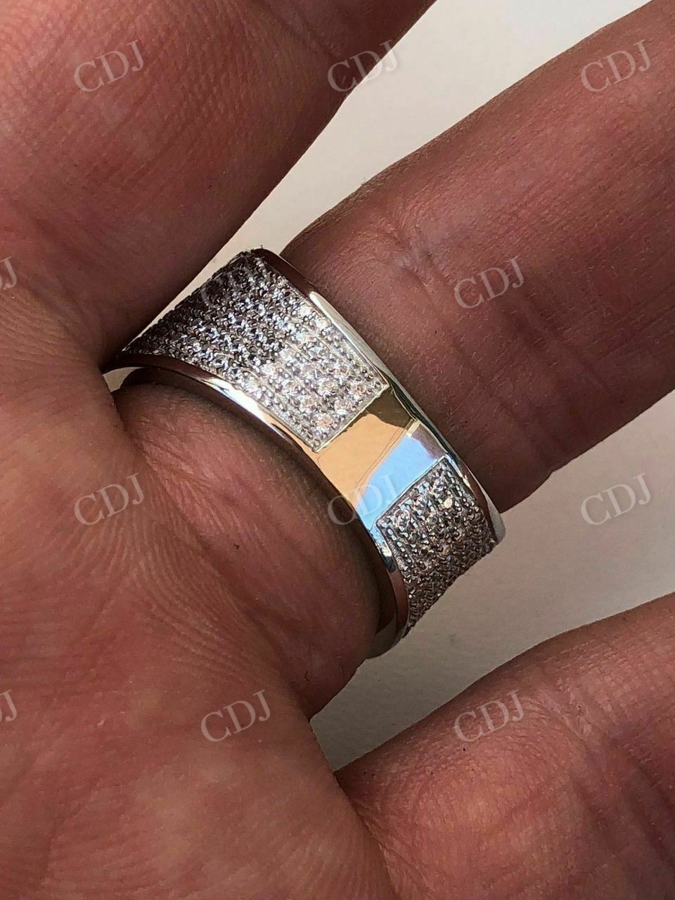 Round Cut Diamond Square Pinky Hip Hop Ring  customdiamjewel   