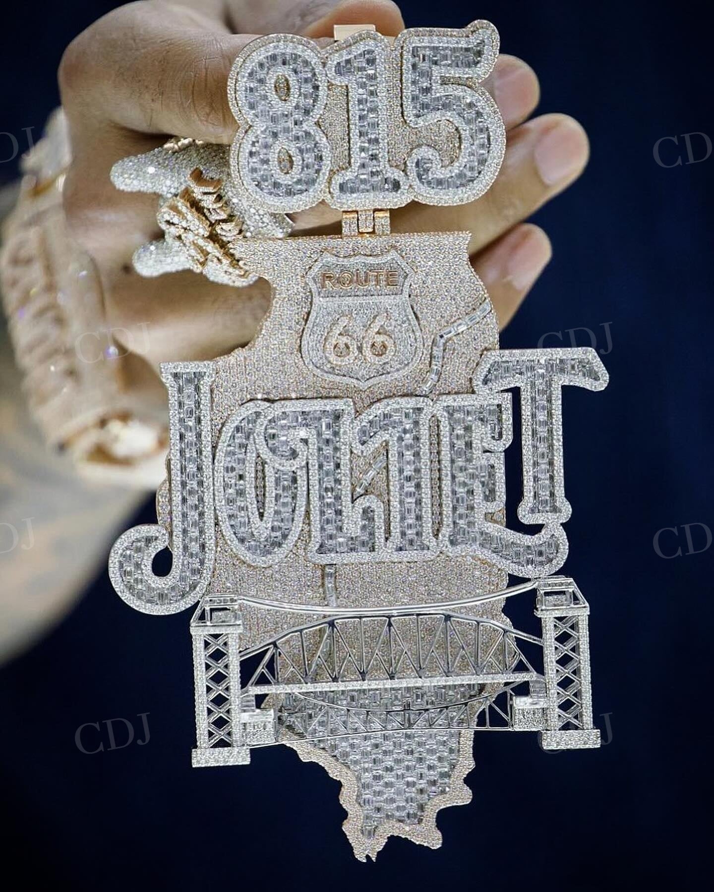 Customized Baguette and Round Sterling Silver Hip Hop Diamond Pendant hip hop jewelry customdiamjewel   