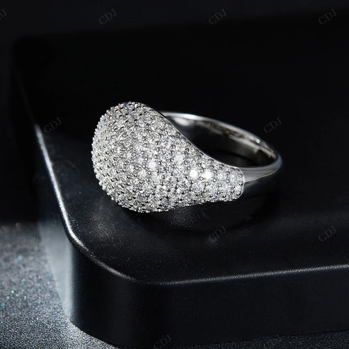 Minimalist 14K White Gold Round Signet Ring For Men's hip hop jewelry CustomDiamJewel