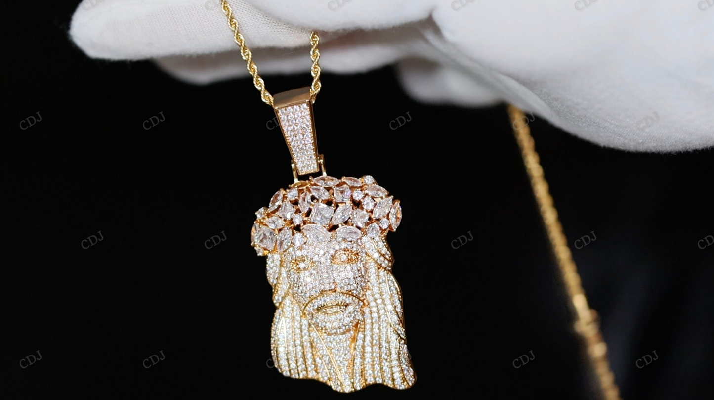 Hip Hop Moissanite Custom Jesus Face Pendant hip hop jewelry CustomDiamJewel