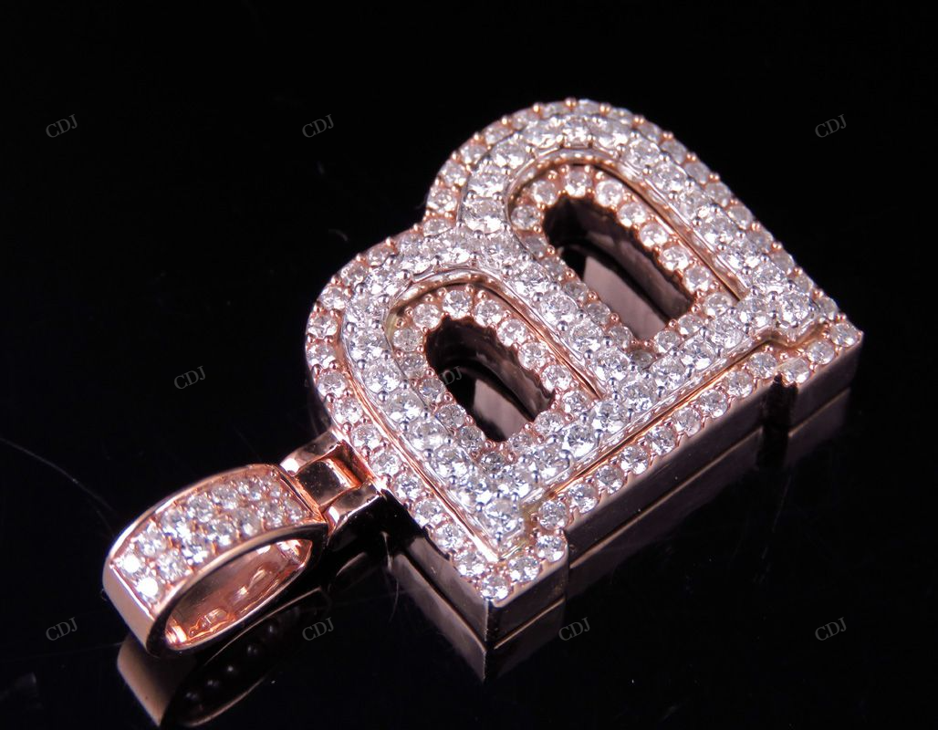 1.5" 1.8 CTW 14K Gold Natural Diamond Initial B Letter Pendant CustomDiamJewel