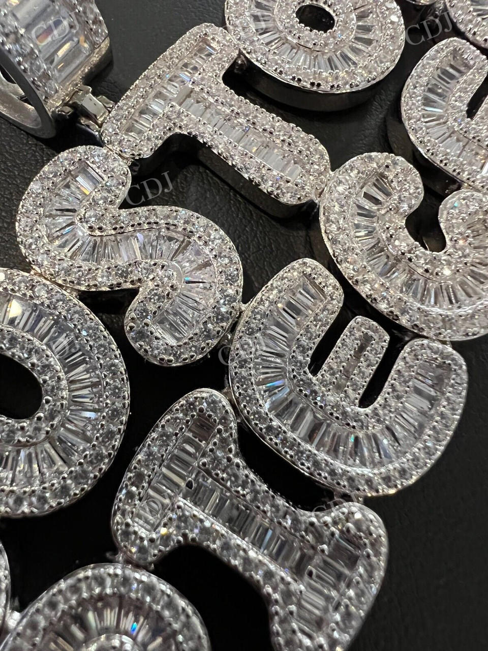 Custom Baguette Diamond Bubble Letter Pendant  customdiamjewel   