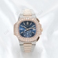 Blue Dial Chrono Set Iced Out Hip Hop Moissanite Patek Philippe Watches customdiamjewel