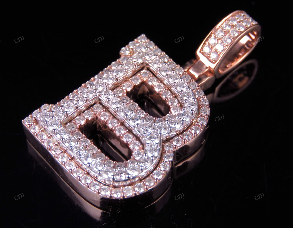 1.5" 1.8 CTW 14K Gold Natural Diamond Initial B Letter Pendant CustomDiamJewel