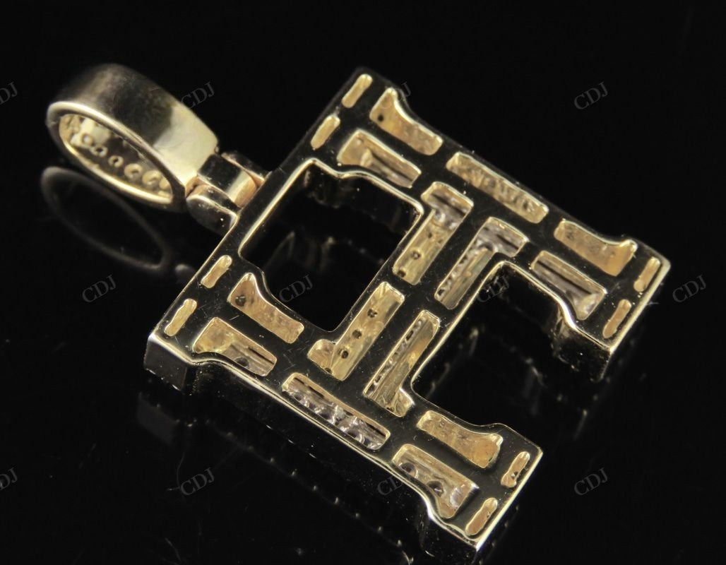 1.5" 1.6 CTW 14K Two Tone Gold Initial Diamond 'H' Letter Pendant CustomDiamJewel