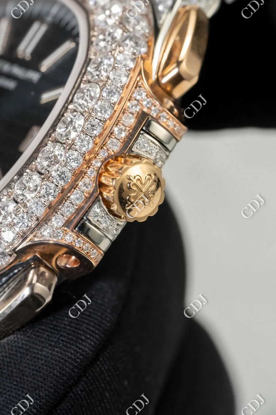 Blue Dial Chrono Set Iced Out Hip Hop Moissanite Patek Philippe Watches customdiamjewel