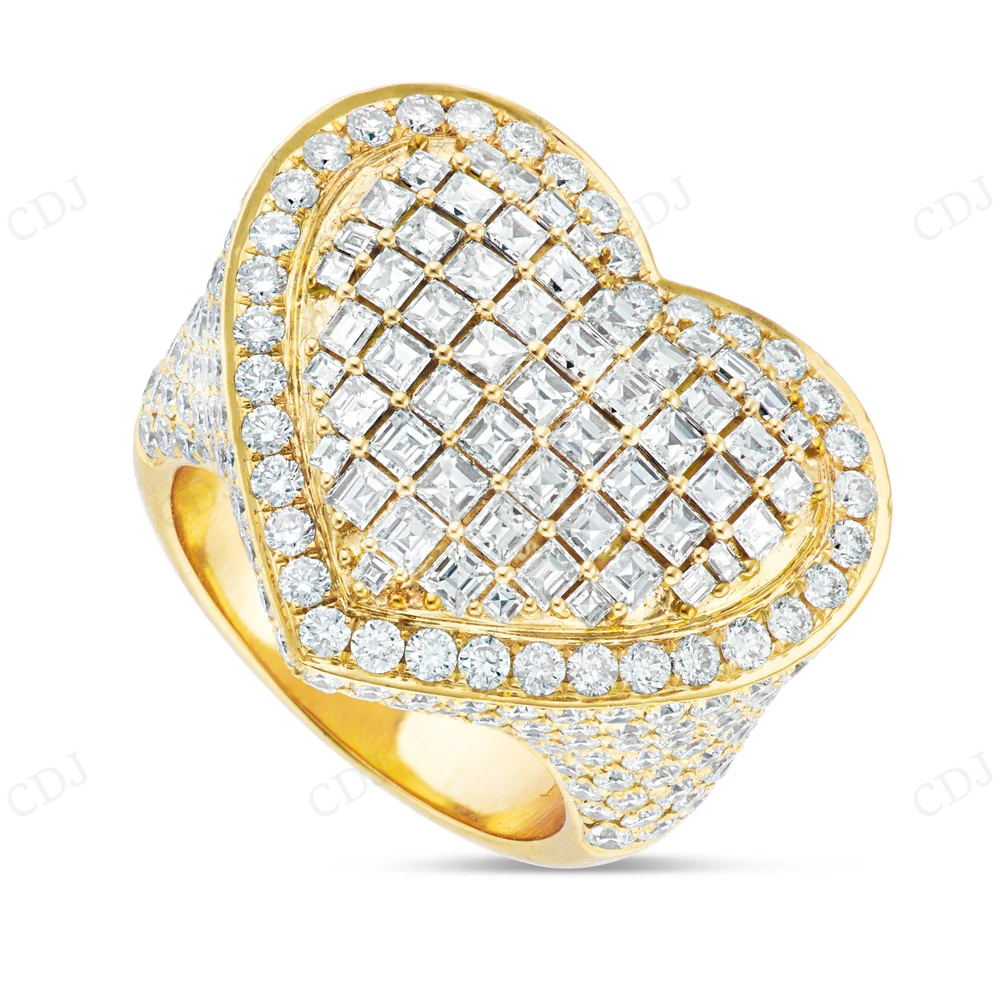 925 Sterling Silver Moissanite Heart Ring for Men hip hop jewelry CustomDiamJewel