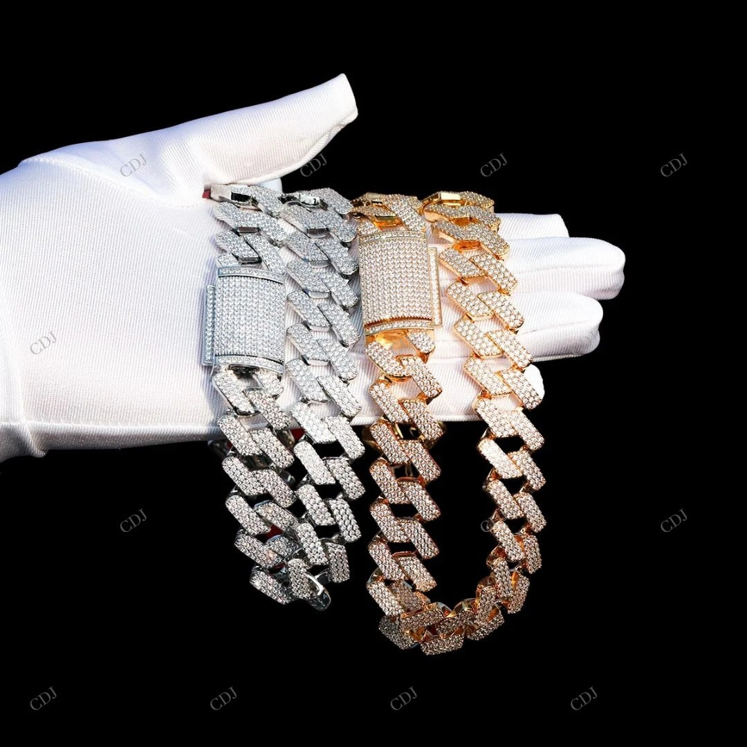 VVS Moissanite Silver Square Cuban Chain Gift For CustomDiamJewel