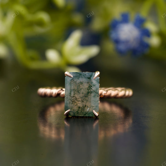 Nature Inspired Cushion Moss Agate Ring customdiamjewel