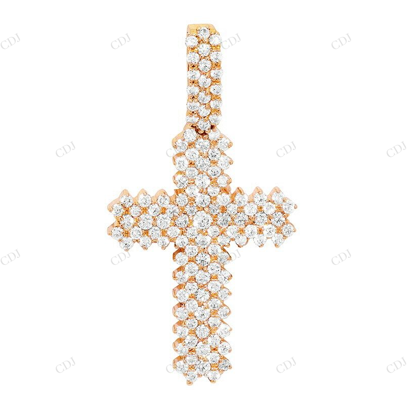 Modern Cross Lab Grown Diamond 14K Yellow Gold Pendant Hip Hop Pendent CustomDiamJewel