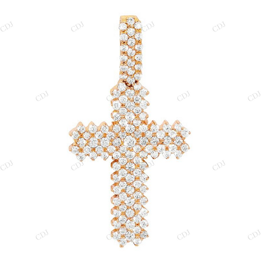 Modern Cross Lab Grown Diamond 14K Yellow Gold Pendant Hip Hop Pendent CustomDiamJewel
