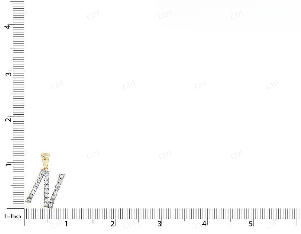 1.1" Natural Diamond 10K Gold N Letter Charm Pendant CustomDiamJewel
