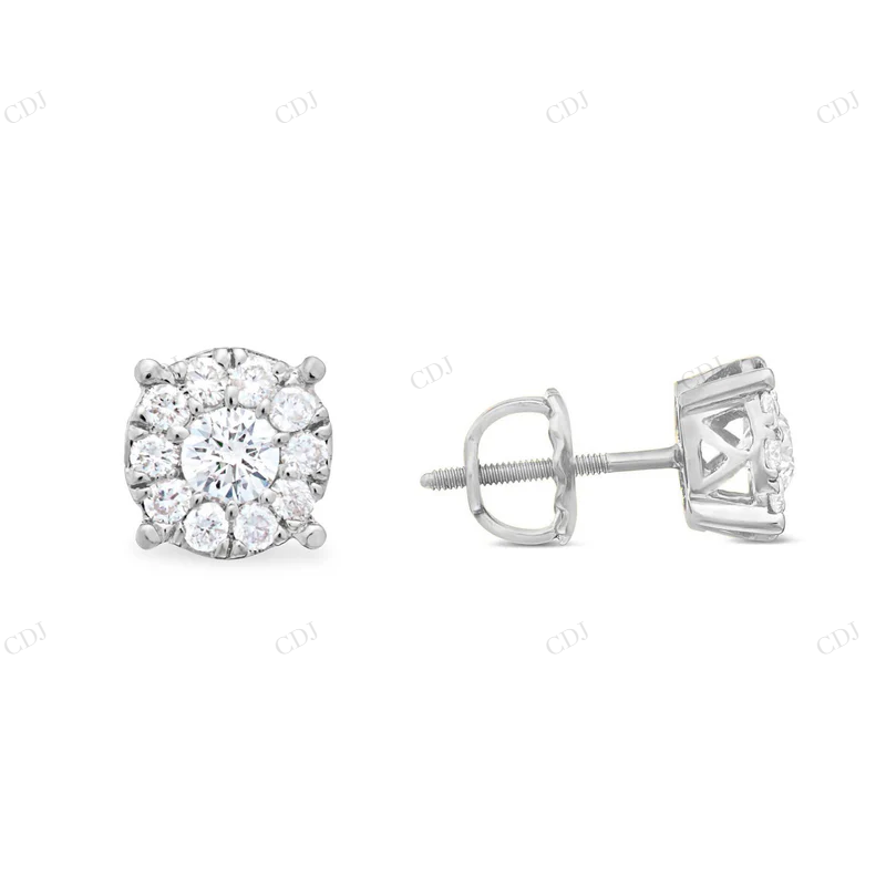 14k Yellow Gold 0.40ct Diamond Cluster Earrings Stud earrings CustomDiamJewel