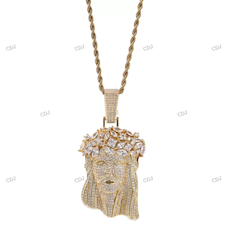 Hip Hop Gold Plated Custom Jesus Pendant hip hop jewelry CustomDiamJewel