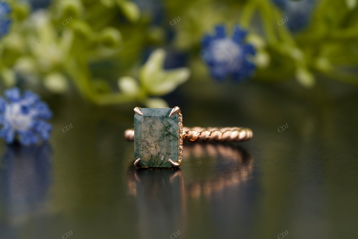 Nature Inspired Cushion Moss Agate Ring customdiamjewel