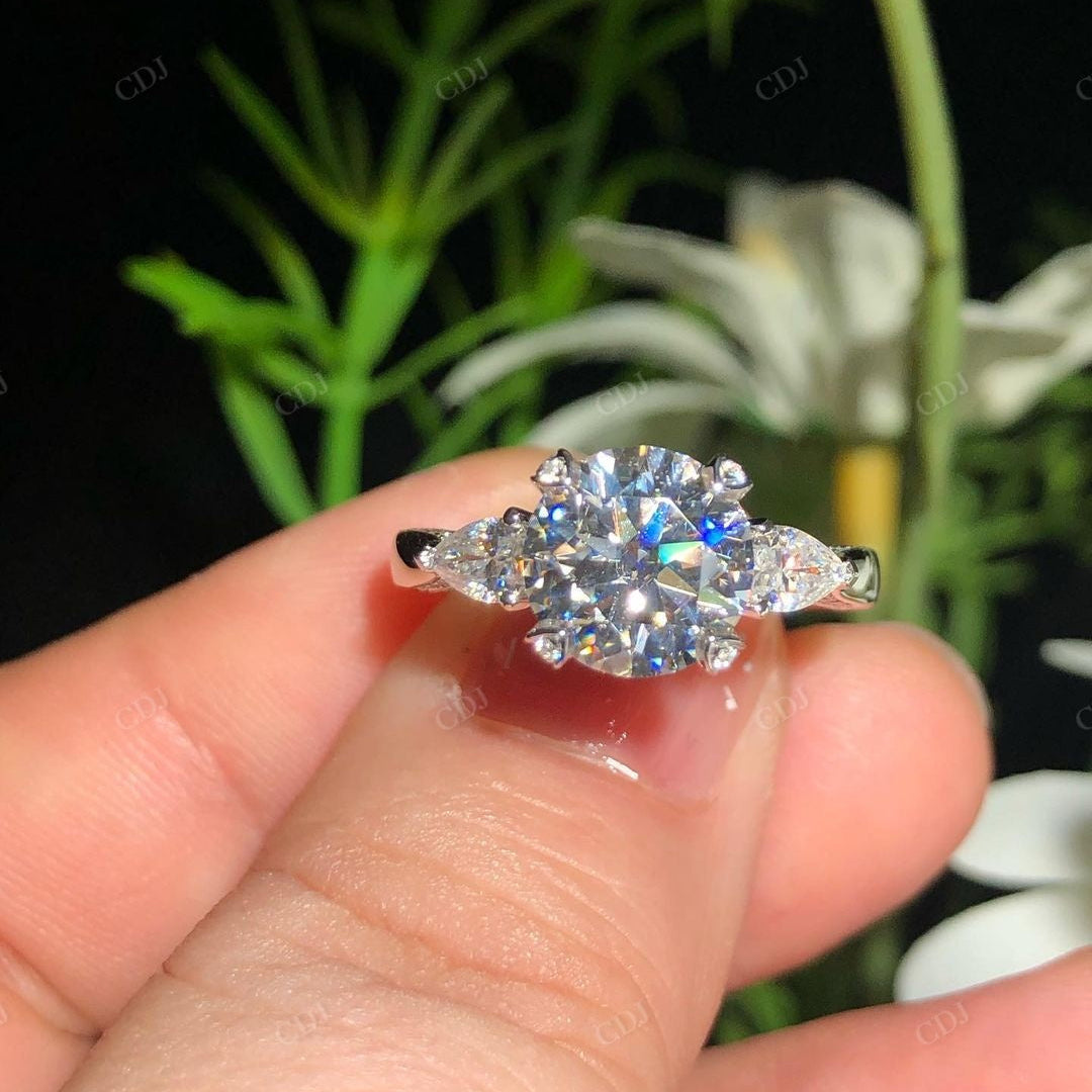 Lab Grown Diamond Three Stone Gold Bridal Ring customdiamjewel