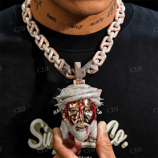 Diamond Hip Hop Iced Out 3D Blood Jesus Pendant  customdiamjewel   